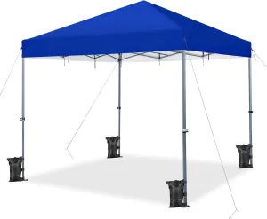 Yaheetech 12x12 Pop Up Canopy Easy Set-up Tent, Portable Outdoor Canopy Instant Tent, Commercial Gazebo with Wheeled Carry Bag & 4 Sandbags for Home, Party & Outdoor Activities, Blue