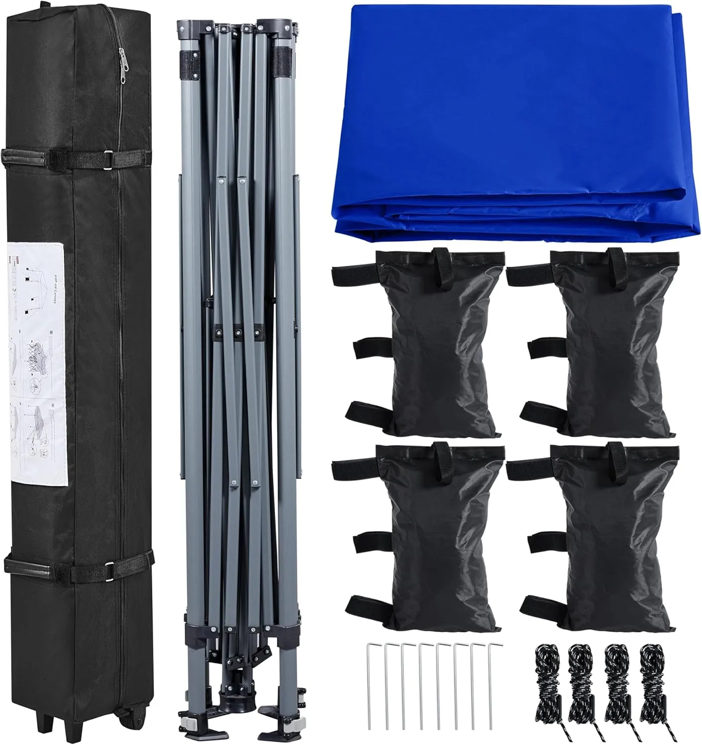 Yaheetech 12x12 Pop Up Canopy Easy Set-up Tent, Portable Outdoor Canopy Instant Tent, Commercial Gazebo with Wheeled Carry Bag & 4 Sandbags for Home, Party & Outdoor Activities, Blue