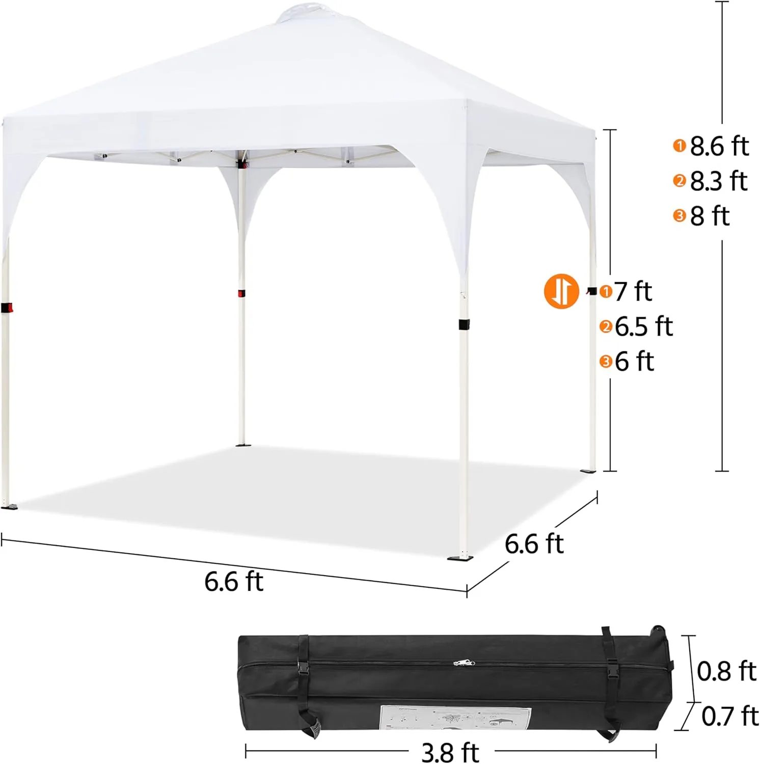 Yaheetech 6.6x6.6 Pop Up Canopy Tent with Vent, Easy Set Up Tent, Instant Sun Shelter Canopy with Wheeled Bag, 4 Sandbags, 8 Stakes & 4 Ropes, for Parties, Beach, Outdoor, White