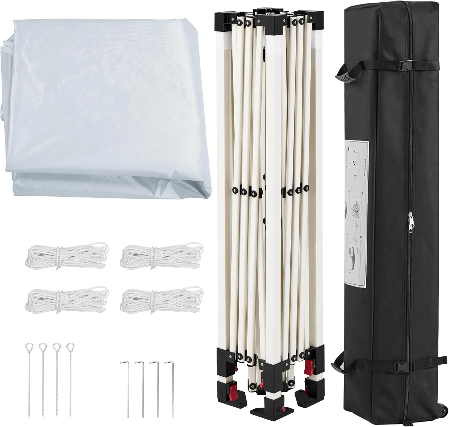 Yaheetech 6.6x6.6 Pop Up Canopy Tent with Vent, Easy Set Up Tent, Instant Sun Shelter Canopy with Wheeled Bag, 4 Sandbags, 8 Stakes & 4 Ropes, for Parties, Beach, Outdoor, White