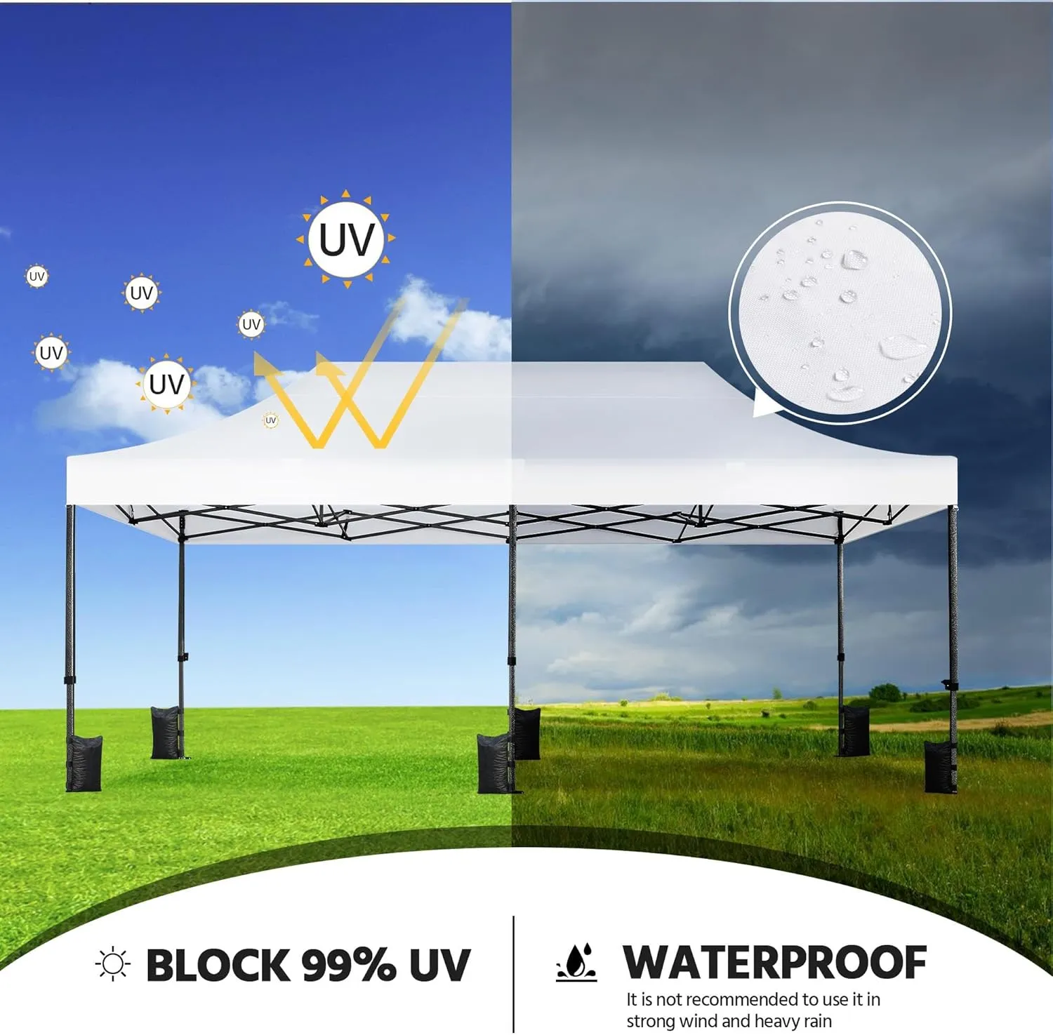 Yaheetech Heavy Duty Pop Up Canopy Tent, 10x20 Commercial Instant Shelter Tent for Wedding, Parties, Adjustable Outdoor Canopy with Wheeled Carry Bag, 6 Sandbags & 10 Stakes, White