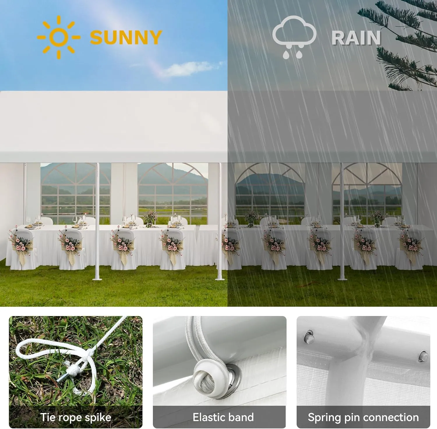 YITAHOME 13x26 ft Party Tent Outdoor Wedding Event Shelters Heavy Duty Upgraded Galvanized Canopy with Large White Roof, Removable Sidewalls & 2 Storage Bags