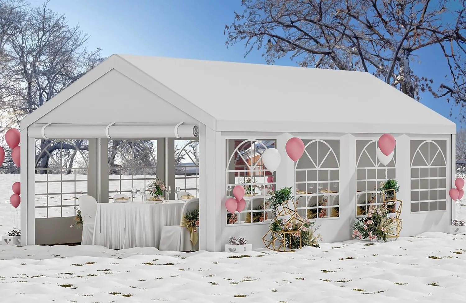 YITAHOME 13x26 ft Party Tent Outdoor Wedding Event Shelters Heavy Duty Upgraded Galvanized Canopy with Large White Roof, Removable Sidewalls & 2 Storage Bags