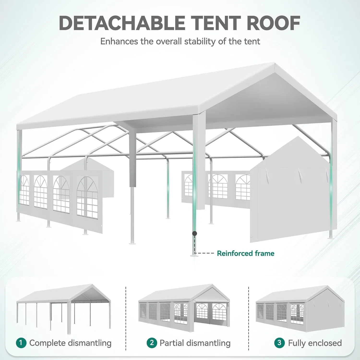 YITAHOME 13x26 ft Party Tent Outdoor Wedding Event Shelters Heavy Duty Upgraded Galvanized Canopy with Large White Roof, Removable Sidewalls & 2 Storage Bags