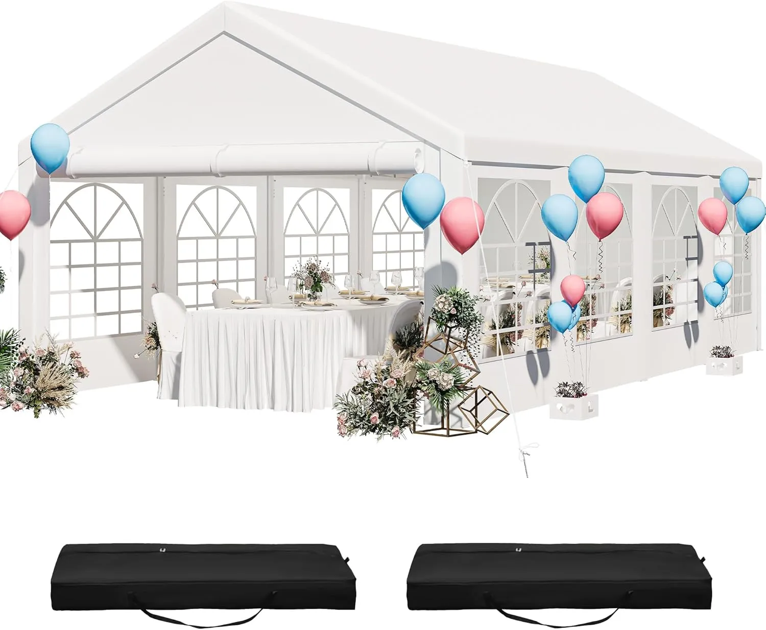 YITAHOME 13x26 ft Party Tent Outdoor Wedding Event Shelters Heavy Duty Upgraded Galvanized Canopy with Large White Roof, Removable Sidewalls & 2 Storage Bags