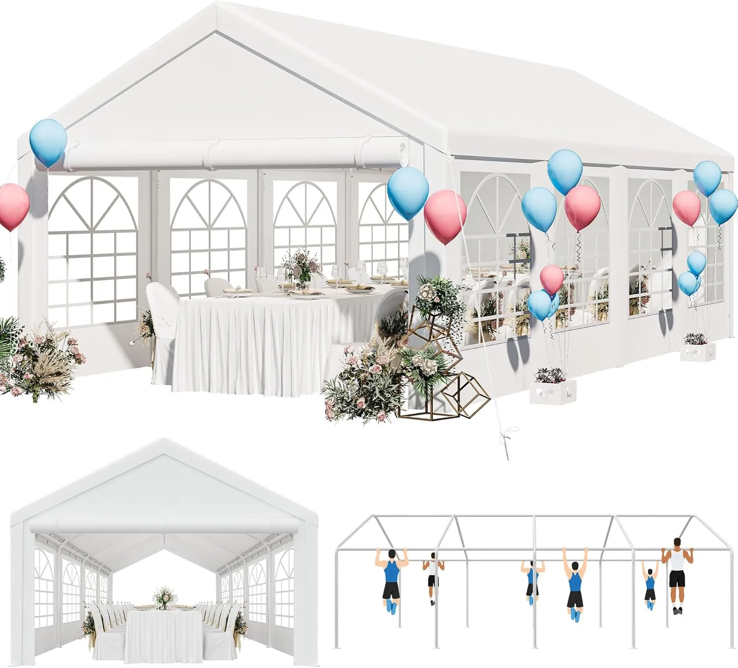 YITAHOME 13x26 ft Party Tent Outdoor Wedding Event Shelters Heavy Duty Upgraded Galvanized Canopy with Large White Roof, Removable Sidewalls & 2 Storage Bags
