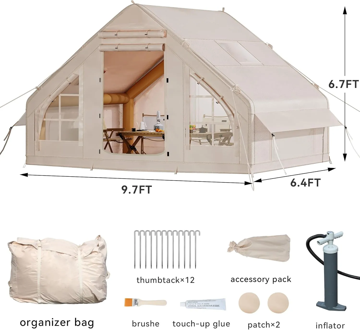 YITAHOME Tents 10X6.5ft Inflatable Tent