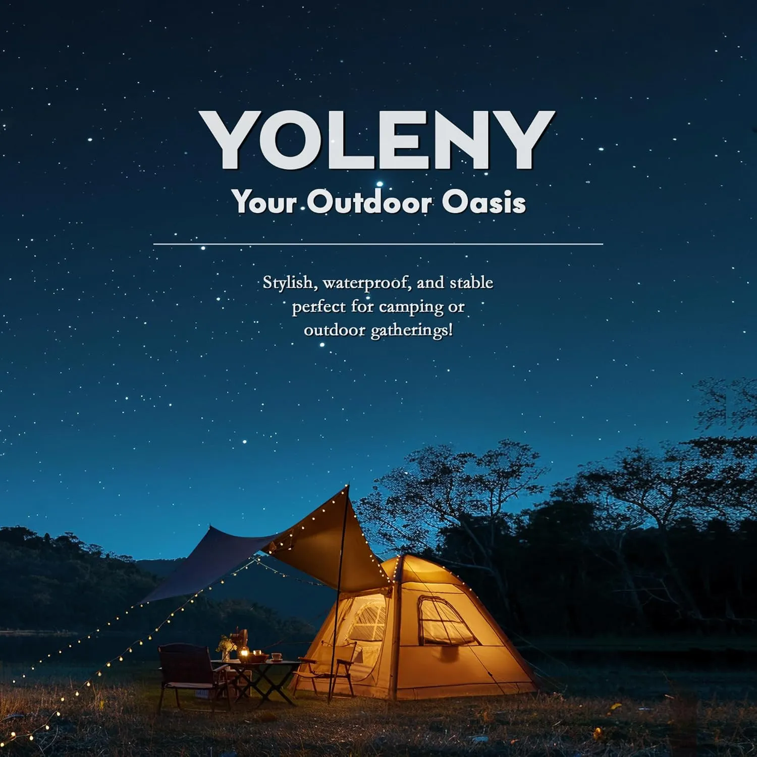 Yoleny 4/6/8/10/12 Person Inflatable Camping Tent with Extended Canopy, Mesh Windows & Pump, 4 Season Glamping Tent with 1-2 Room, Upgraded Waterproof Oxford, Easy Setup