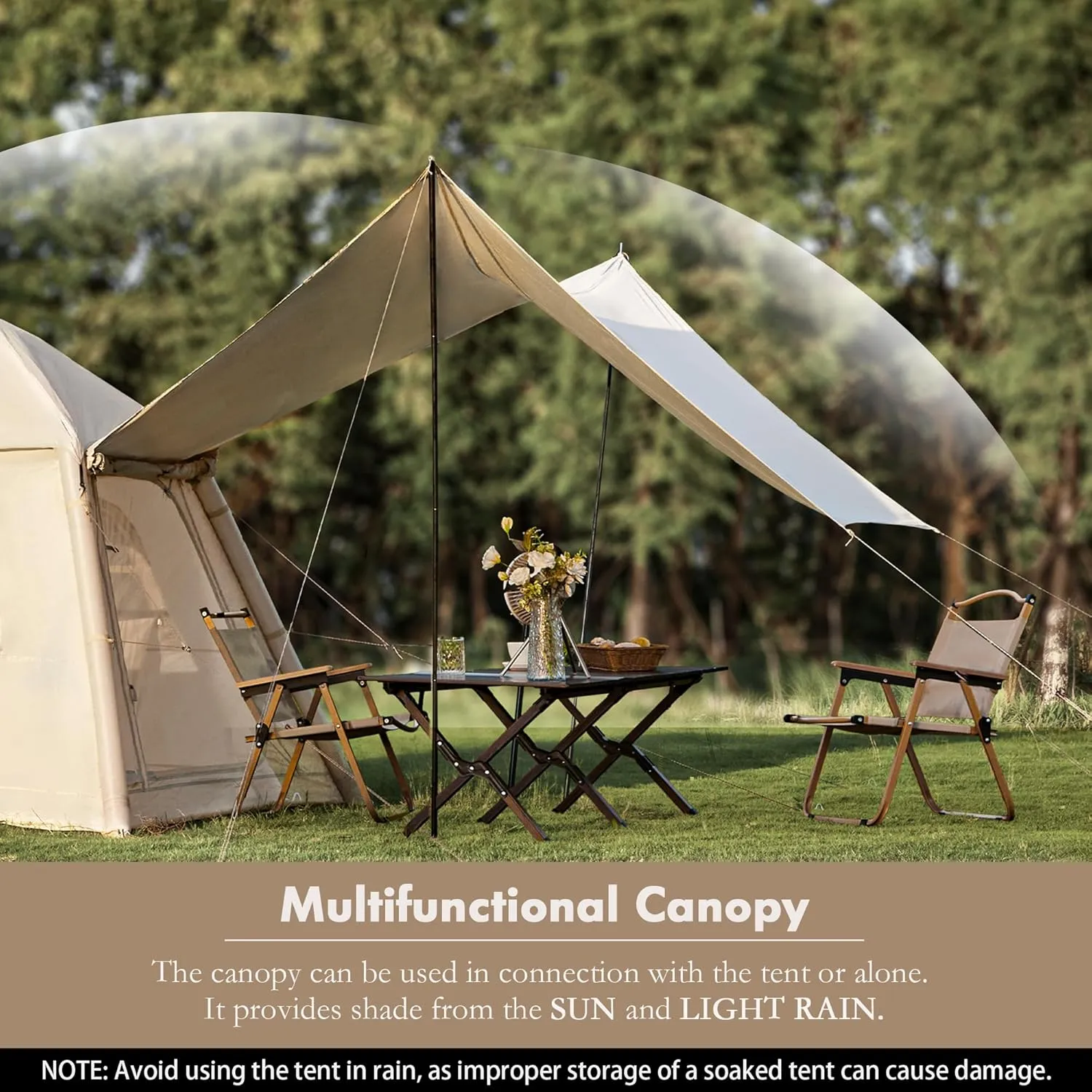 Yoleny 4/6/8/10/12 Person Inflatable Camping Tent with Extended Canopy, Mesh Windows & Pump, 4 Season Glamping Tent with 1-2 Room, Upgraded Waterproof Oxford, Easy Setup