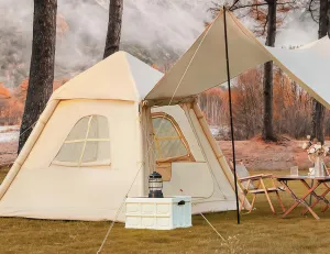 Yoleny 4/6/8/10/12 Person Inflatable Camping Tent with Extended Canopy, Mesh Windows & Pump, 4 Season Glamping Tent with 1-2 Room, Upgraded Waterproof Oxford, Easy Setup