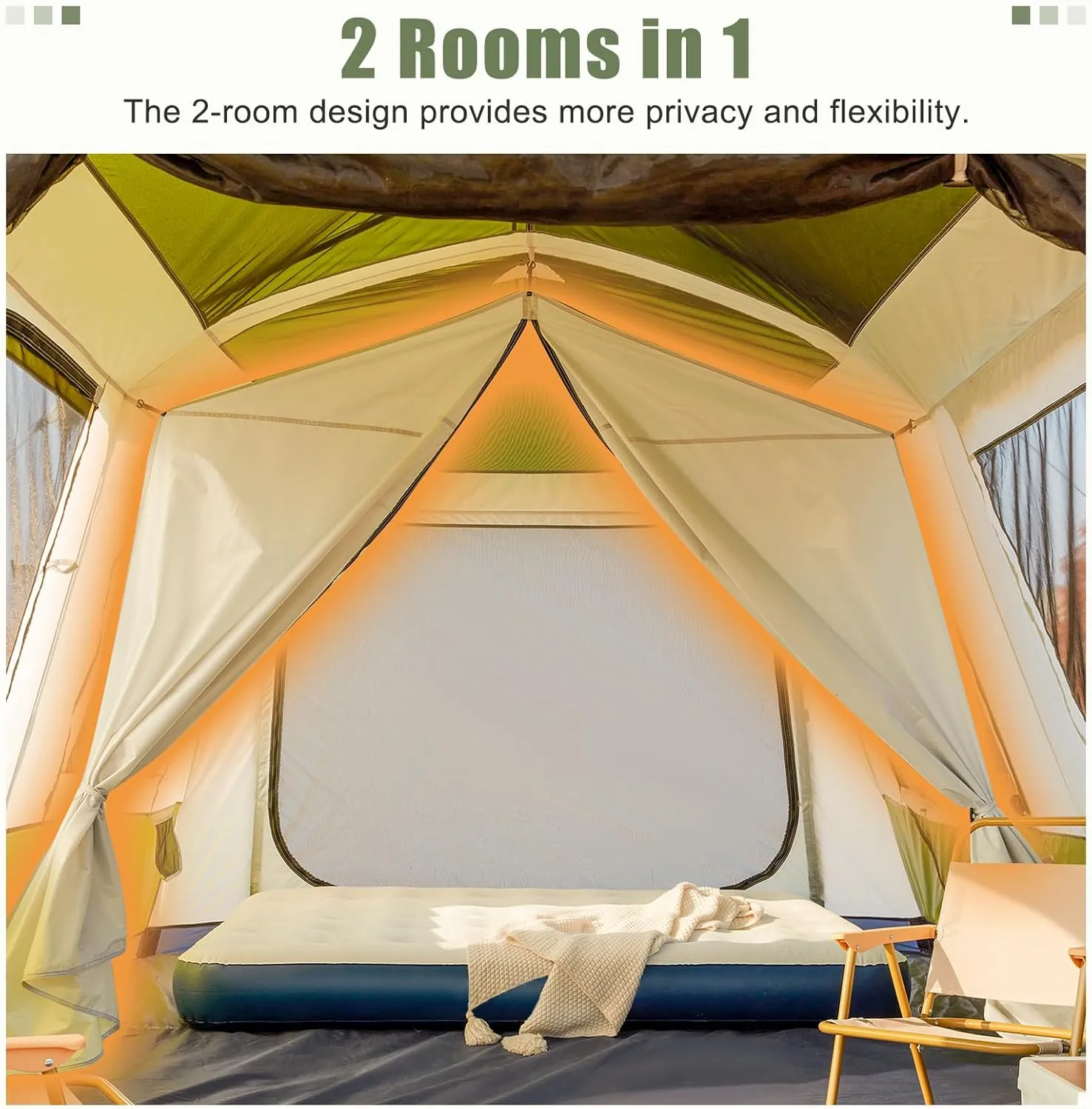 YOLENY Instant Cabin Tent 4/6/8/10 Person, Family Large Camping Tent, 60s Easy Setup with Rainfly & Waterproof Portable with Carry Bag for Family Activities, 4 Season