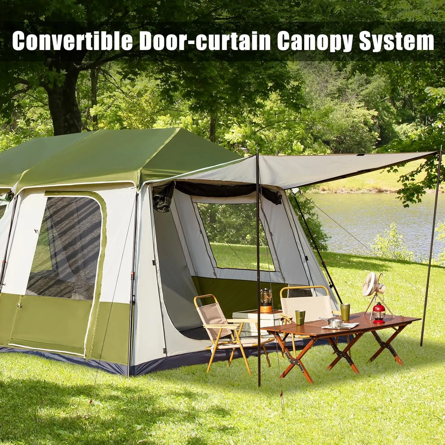 YOLENY Instant Cabin Tent 4/6/8/10 Person, Family Large Camping Tent, 60s Easy Setup with Rainfly & Waterproof Portable with Carry Bag for Family Activities, 4 Season