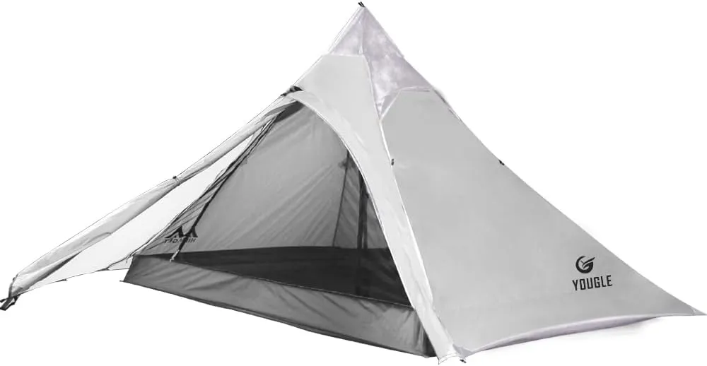 YOUGLE 2-3 Person Camping Teepee Tent 4 Season Rainproof & Wind-Proof Pyramid Tents for Camping, Hiking, Backpacking, Family, Instant Setup