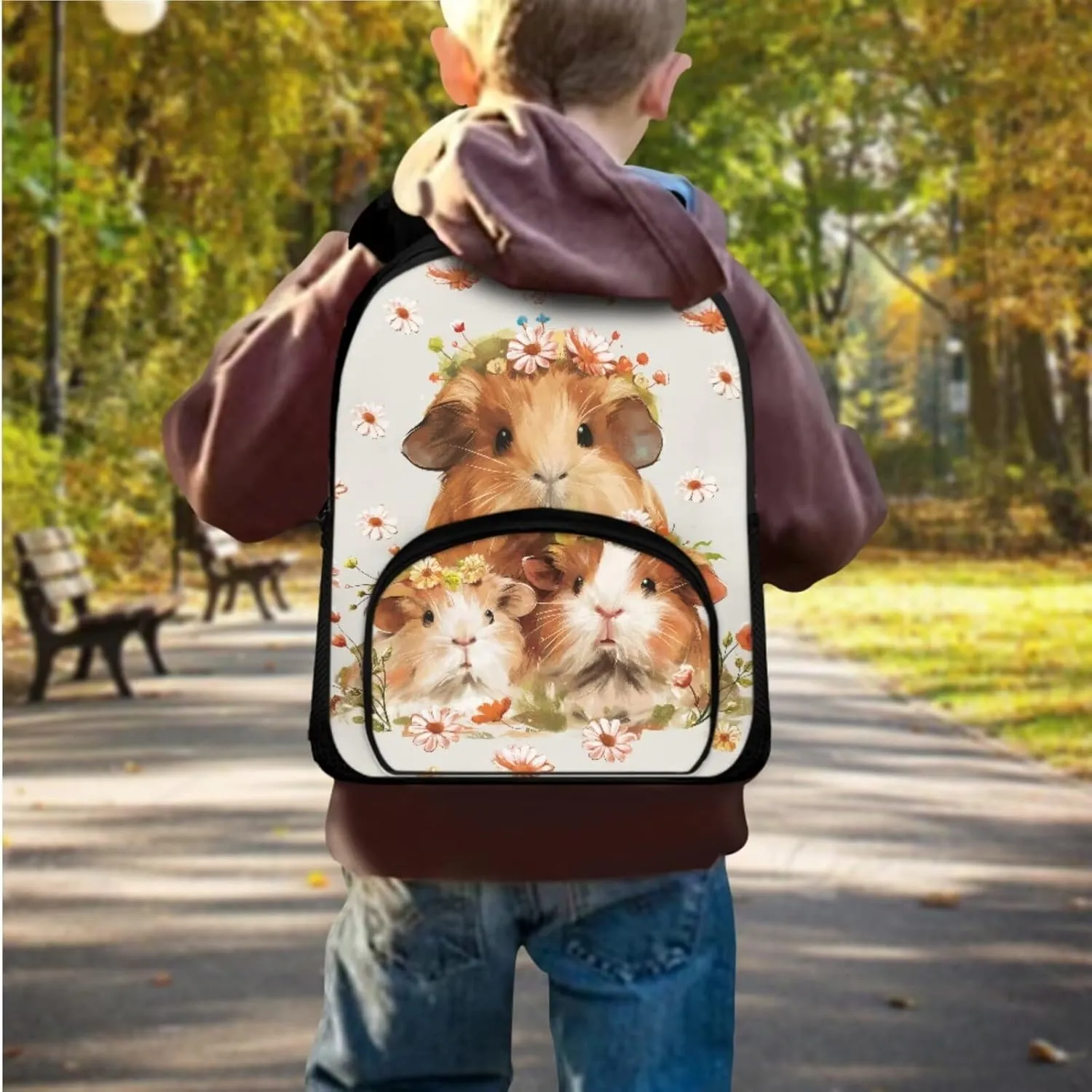 Ystardream Kawaii Hamster School Bag with Lunch Bag Kids Preschool Backpack for Girls Backpack Purse with Pencil Case Schoolbags Pink Rucksack for Teens Child Back To School