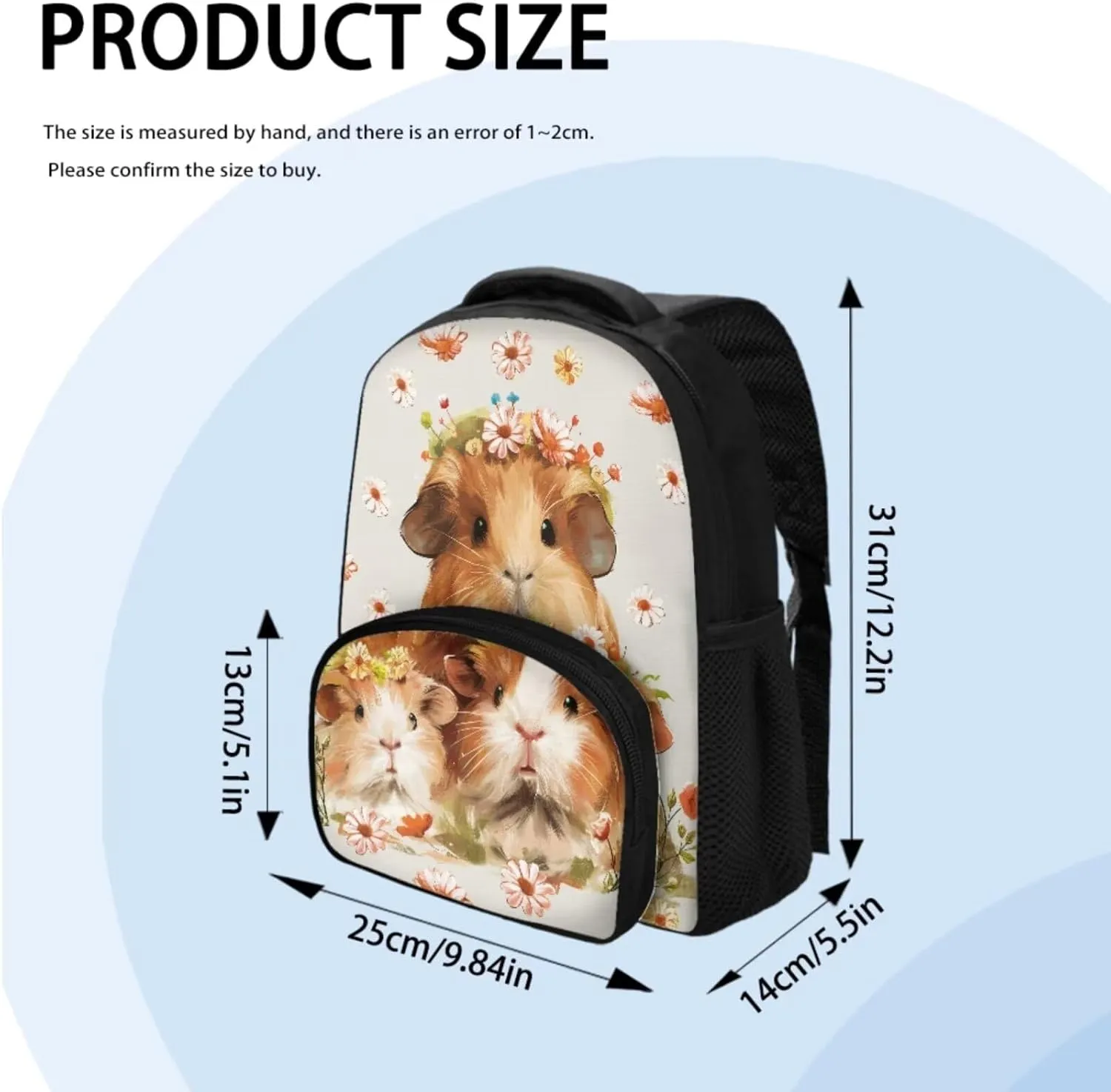 Ystardream Kawaii Hamster School Bag with Lunch Bag Kids Preschool Backpack for Girls Backpack Purse with Pencil Case Schoolbags Pink Rucksack for Teens Child Back To School