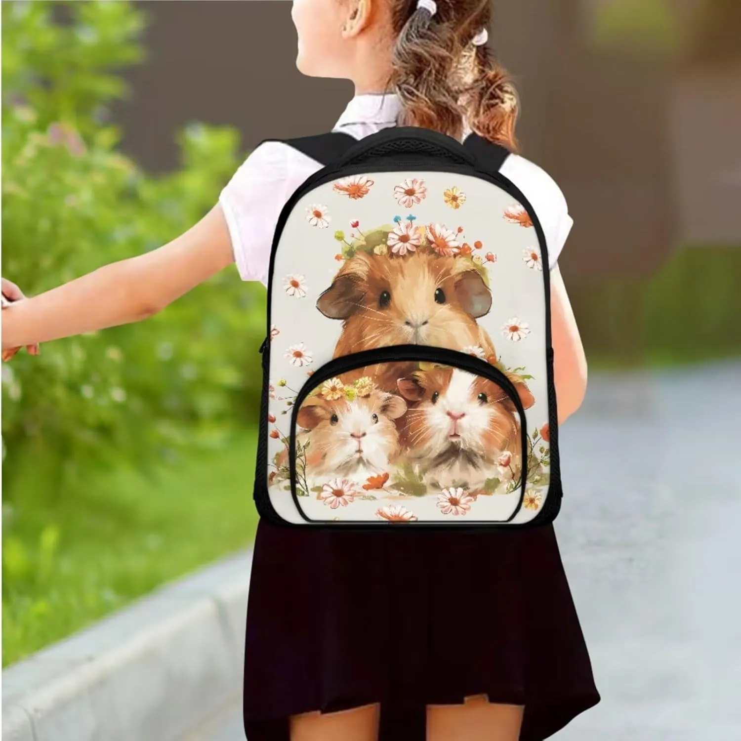 Ystardream Kawaii Hamster School Bag with Lunch Bag Kids Preschool Backpack for Girls Backpack Purse with Pencil Case Schoolbags Pink Rucksack for Teens Child Back To School