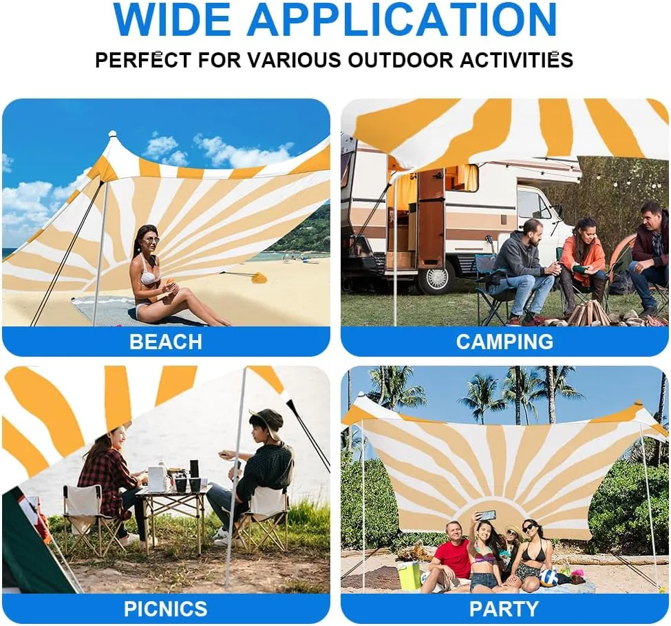 YUKIHOME Beach Tent Sun Shade Canopy Tent, UPF 50  Camping Beach Sun Shelter 10 x 10ft 4 Pole, Lightweight, Easy Set Up and Carry