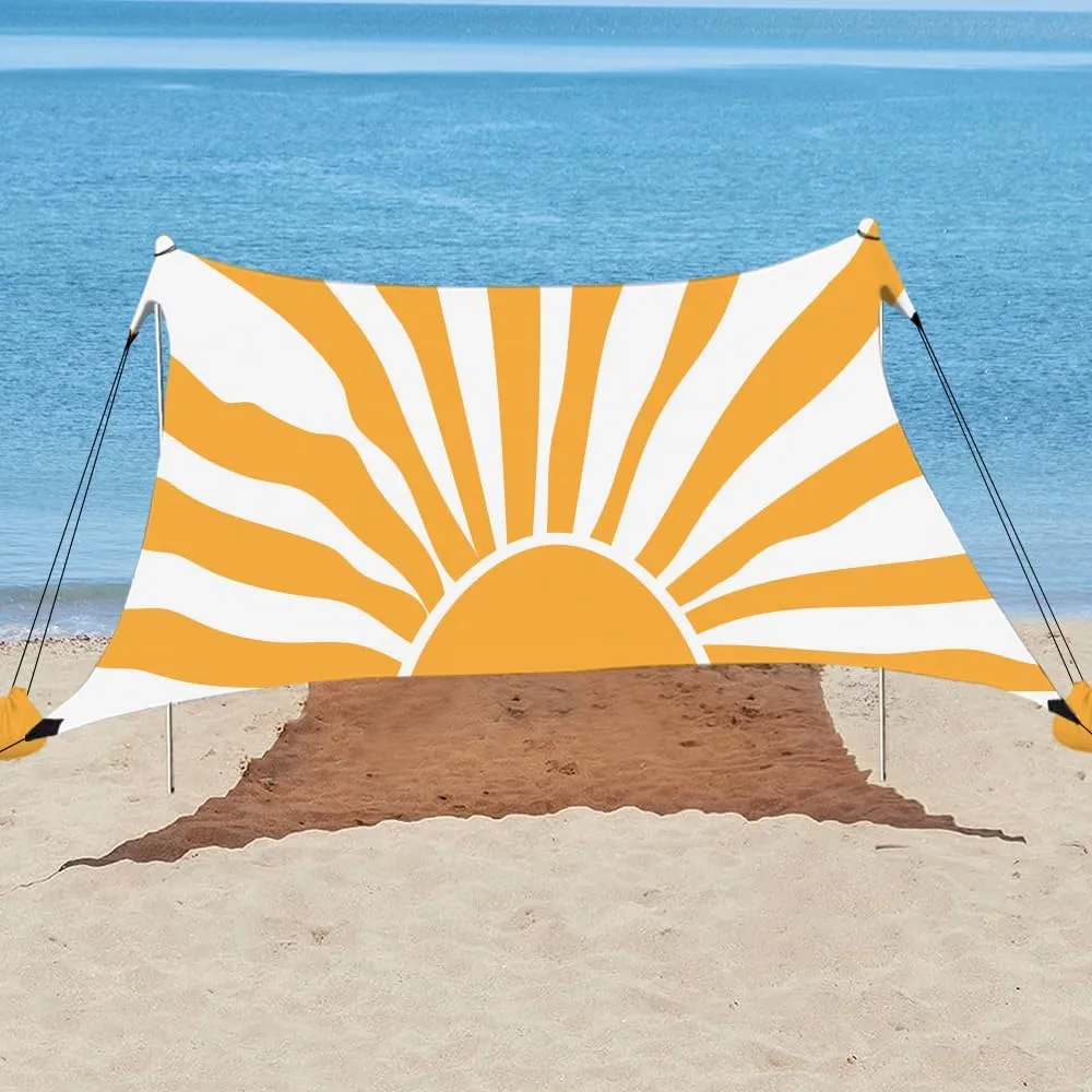 YUKIHOME Beach Tent Sun Shade Canopy Tent, UPF 50  Camping Beach Sun Shelter 10 x 10ft 4 Pole, Lightweight, Easy Set Up and Carry