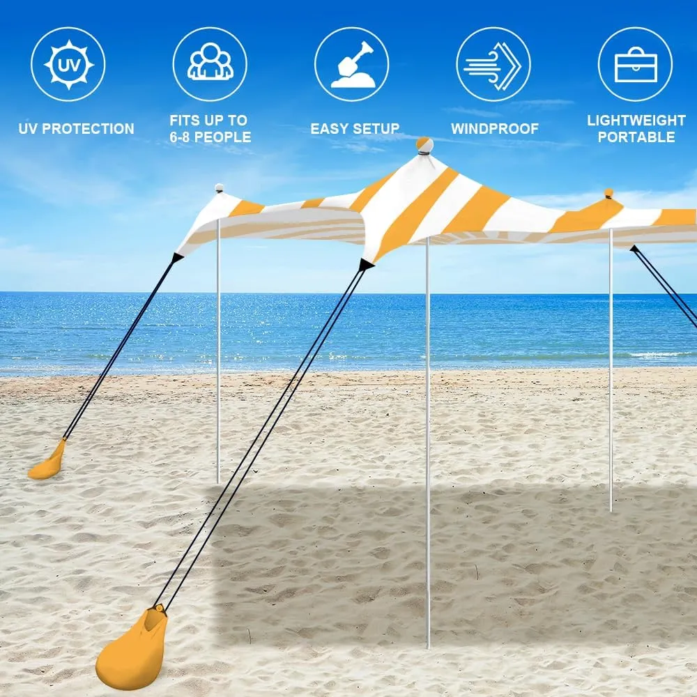 YUKIHOME Beach Tent Sun Shade Canopy Tent, UPF 50  Camping Beach Sun Shelter 10 x 10ft 4 Pole, Lightweight, Easy Set Up and Carry