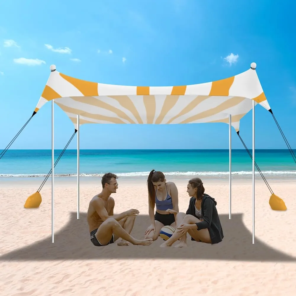 YUKIHOME Beach Tent Sun Shade Canopy Tent, UPF 50  Camping Beach Sun Shelter 10 x 10ft 4 Pole, Lightweight, Easy Set Up and Carry