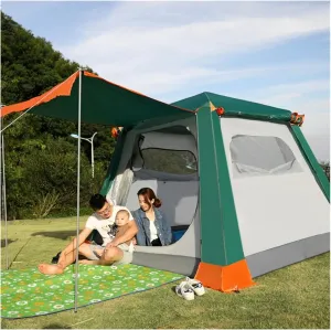 YXCKG Tents, 4 Person Tent for Camping, Easy Set Up Camping Tent with Moisture-Proof Pad, Hydraulic Tents Family Tent Waterproof, Family Camp Tent for Outdoor Survival Travel (Color : Green)