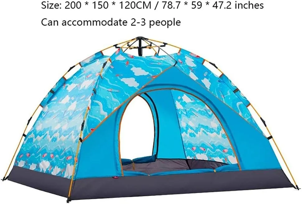 YYDS Tents for Camping Thicken Anti-Storm Camping Tent Portable Anti-UV Automatic Tents Outdoor Hiking Multiplayer Family Tent Camping Tents (Size : 2-3 Person)