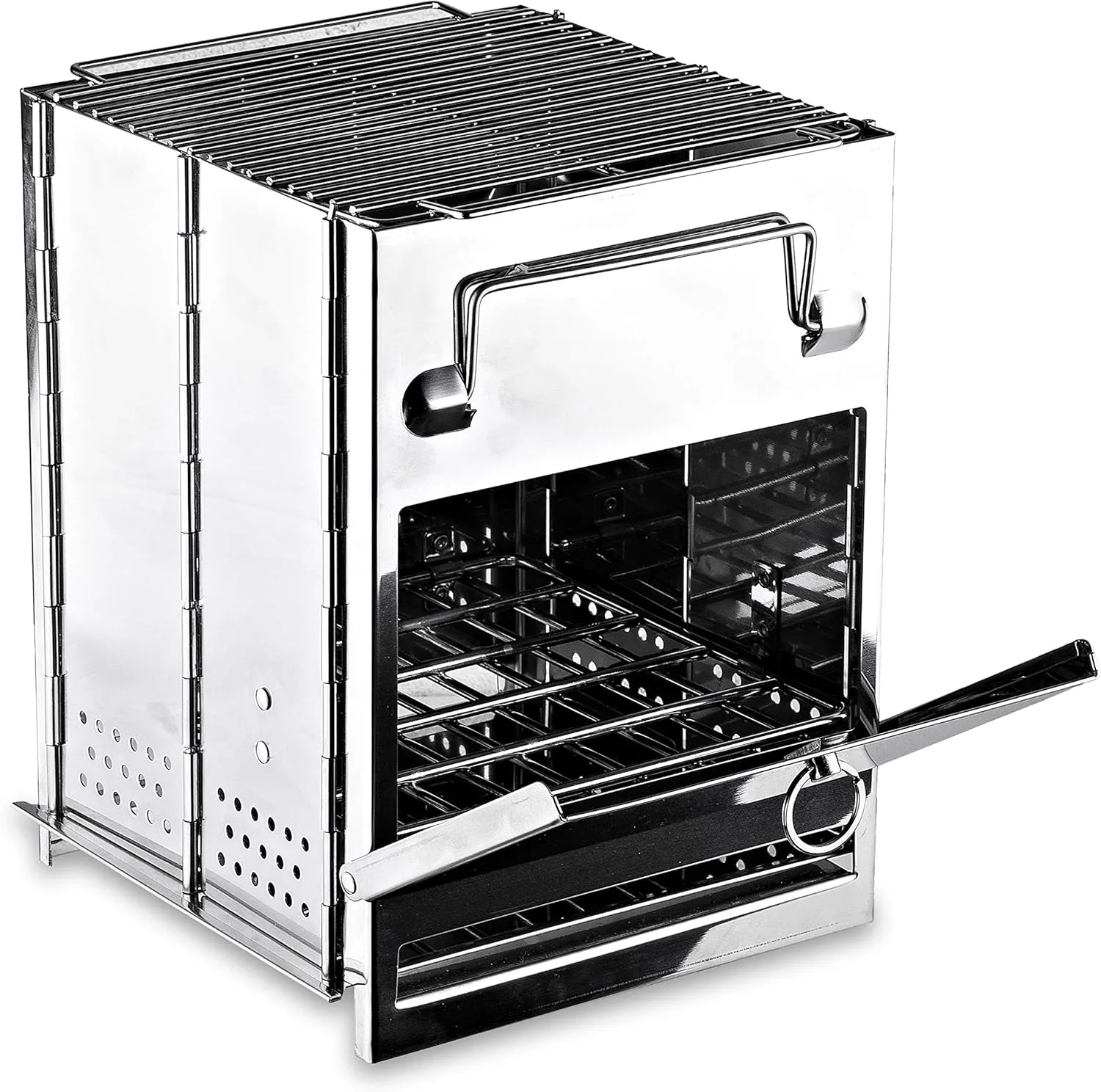 Zento Camping Wood Stove Portable Folding Camp Stove, Stainless Steel, Foldable Grill Survival, Easy to Carry, Small Portable (Aluminum Small)