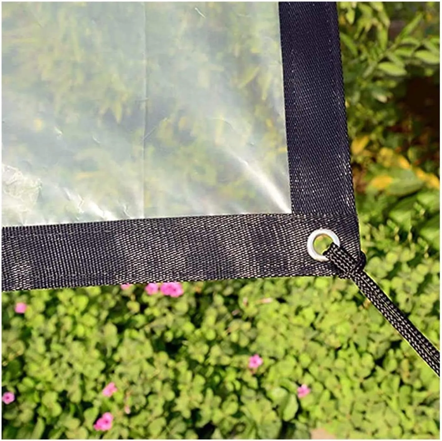 ZHANGQINGXIU Waterproof Tarpaulin, 0.16mm Thick Plastic Waterproof Film with Rustproof Grommet and Nylon Rope for Trailers, Cars, Ships, Bikes (Color : Clear, Size : 3x6m)