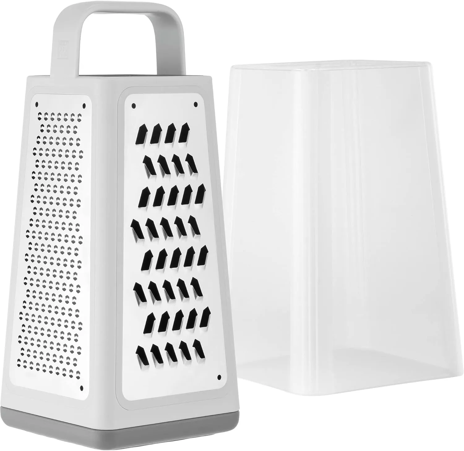 ZWILLING Z-Cut Tower Multifunctional Box Grater, Faster Grating Technology, Cheese Grater, Zester, Garlic grater, Slicer, Rasp Grater and more Gray